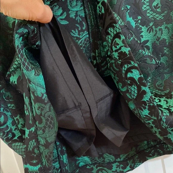 Aidan Mattox Floral Embroidered Lace Green and Black Mini Dress Paisley Formal - Picture 7 of 12